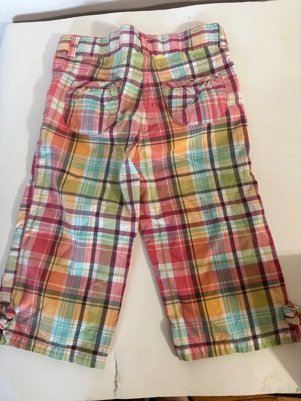 Gymboree Multicolor Plaid Cotton Pants - Pink, Yellow, Green, Blue